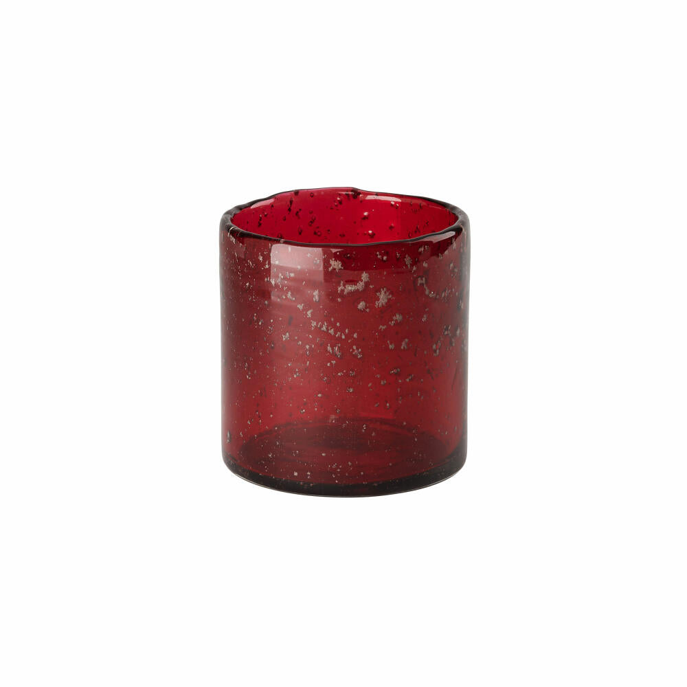 Gift Company Melange Lantern Bubbles, Tealight Holder, Candle Holder, Glass, Red, H 9.5 cm, 1064504003