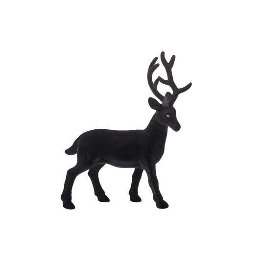 Gift Company Solna Hirsch M, Geflockt, Weihnachten, Dekoration, Deko, Kunststoff, Schwarz, H 31.5 cm, 1065504002
