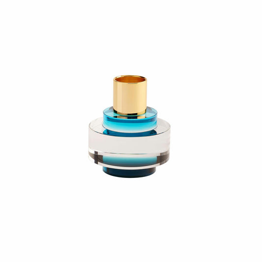 Gift Company Dioptrics Kerzenhalter, Rund, Kerzenständer, Kerzen Halter, Kristallglas, Blau, H 7 cm, 1086803009