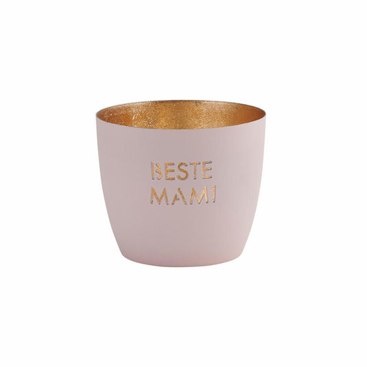 Gift Company Windlicht Madras Beste Mami M, Teelichthalter, Kerzenhalter, Eisen, Pastellrosa, Gold, 8.5 cm, 1091404076