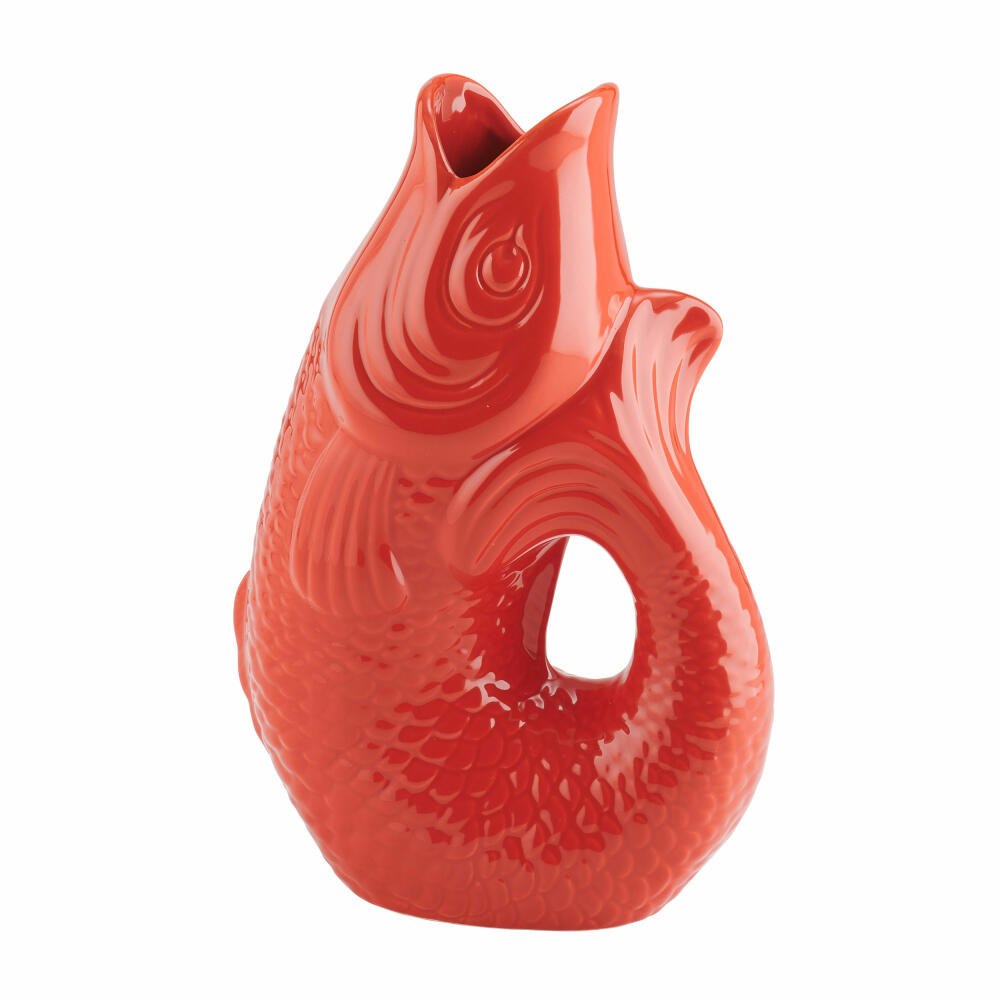 Gift Company Vase Monsieur Carafon L, decorative vase in fish shape, stoneware, coral red, 30.7 cm, 1087405003