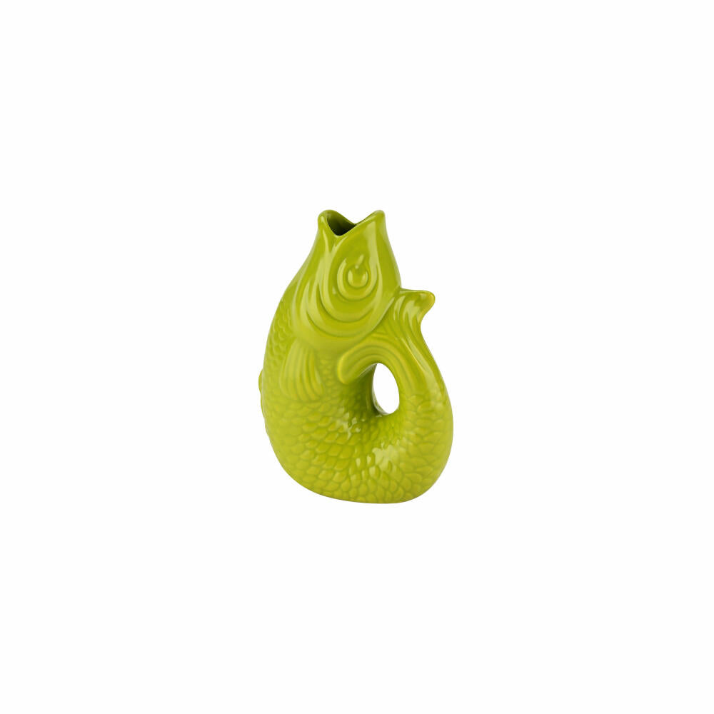 Gift Company Vase Monsieur Carafon XS, decorative vase in fish shape, stoneware, lime, 13 cm, 1087402095