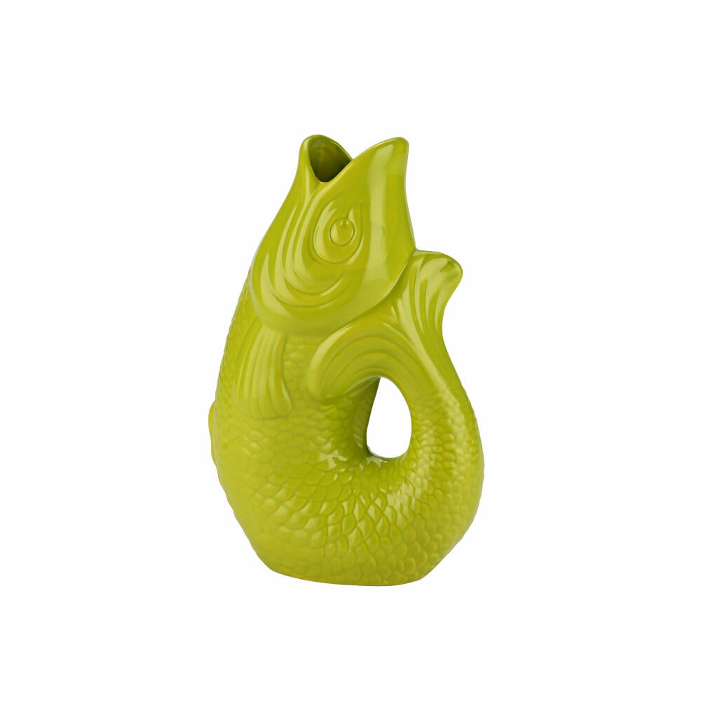 Gift Company Vase Monsieur Carafon S, Dekovase in Fisch-Form, Steingut, Lime, 25.2 cm, 1087403095