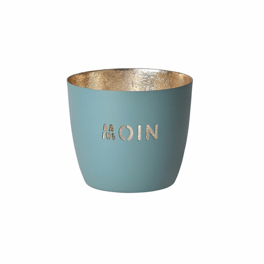 Gift Company Windlicht Madras Moin M, Teelichthalter, Kerzenhalter, Eisen, Powder Blue, Gold, 8.5 cm, 1031004063