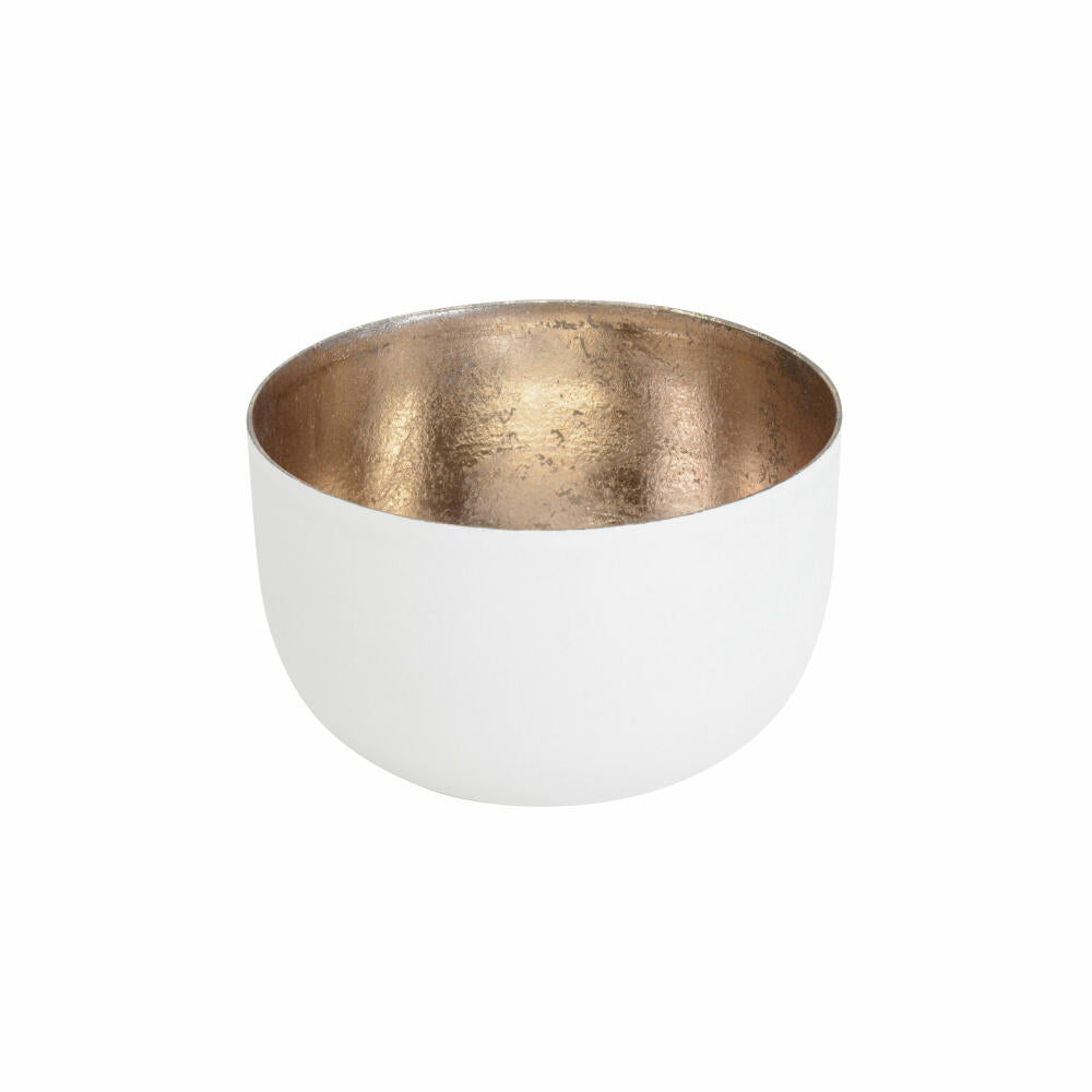 Gift Company Windlicht Madras S, Teelichthalter, Kerzenhalter, Eisen, Weiß / Gold, H 5 cm, 76732