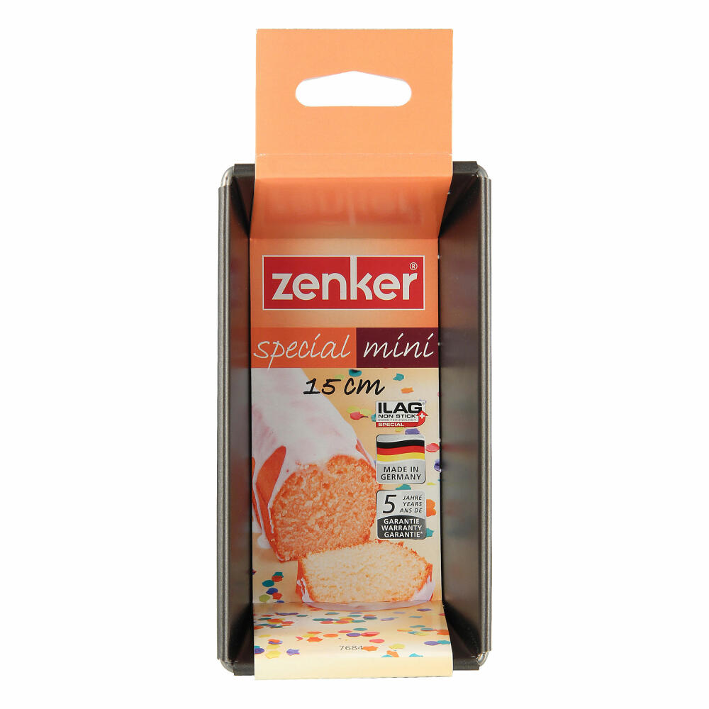 Zenker Special Mini King Cake Pan, King Cake Pan, Loaf Pan, Baking Pan, Cake Pan, Ilag Special, Black, L 15 cm, 7684