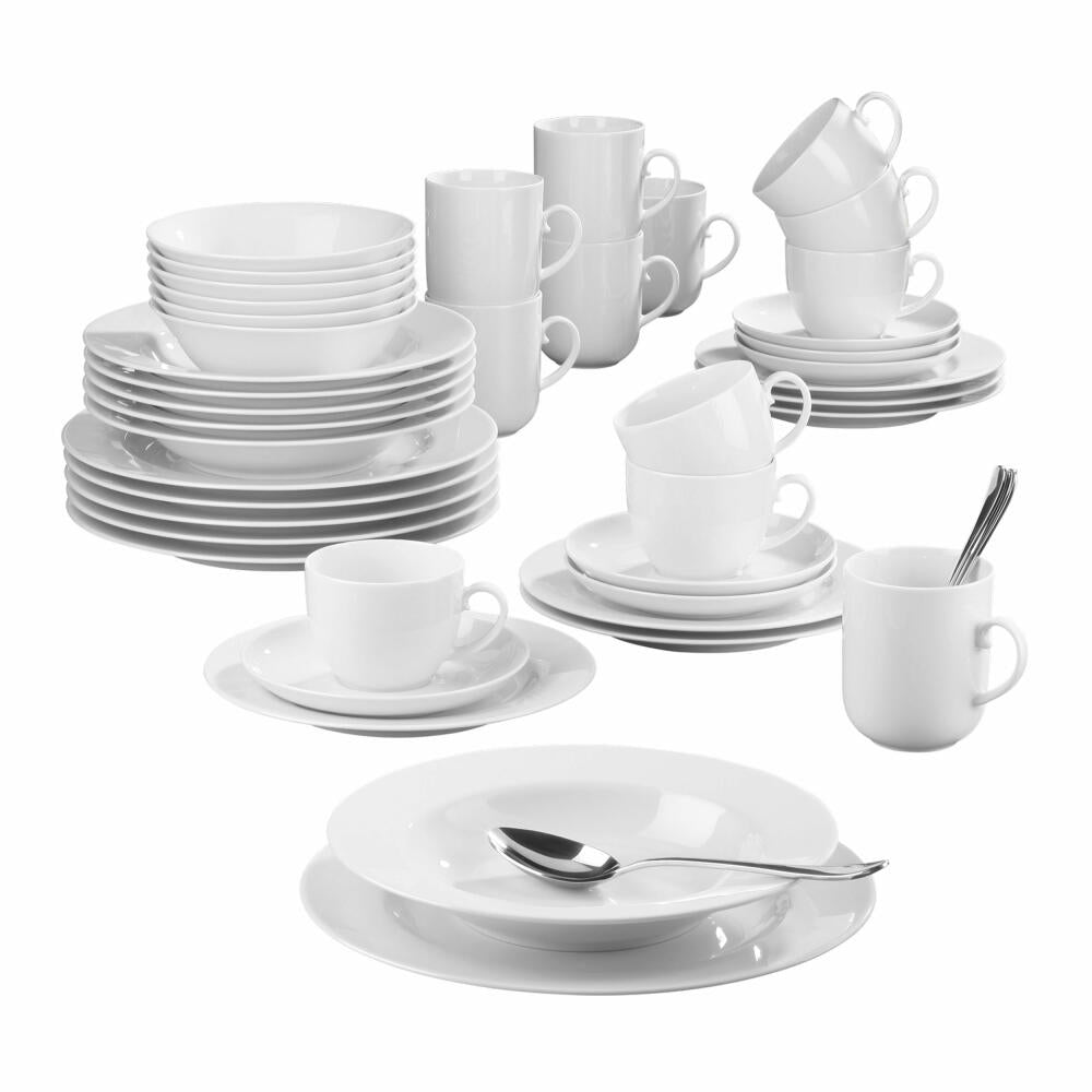 Seltmann Weiden Rondo / Liane combination service, 42 pcs., tableware set, combination service, tableware, porcelain, white, 001.728984