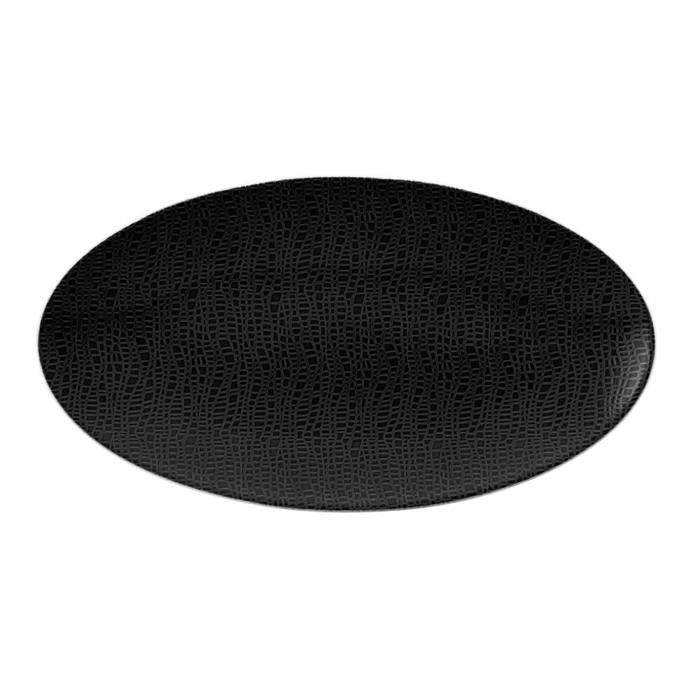 Seltmann Weiden Life Serving Plate Oval, Plate, Serving Plate, Porcelain, Fashion Glamorous Black, 32.9 x 17.9 cm, 001.745798