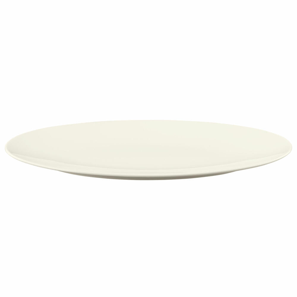Seltmann Weiden Zoé Fine Diamond Serving Plate Oval, Serving Plate, Porcelain, Cream Uni, 40.3 x 25.8 cm, 001.746263