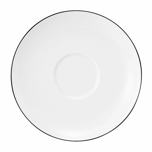 Seltmann Weiden Lido Milchkaffeeuntertasse, Untertasse, Unterteller, Porzellan, Black Line, Ø 16 cm, 001.749313