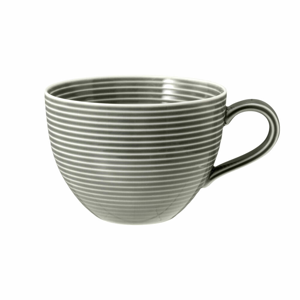 Seltmann Weiden Beat Perlgrau Milchkaffeeobertasse, mit Relief, Kaffeetasse, Milchkaffee Tasse, Obertasse, Porzellan, Grau, 350 ml, 001.753840