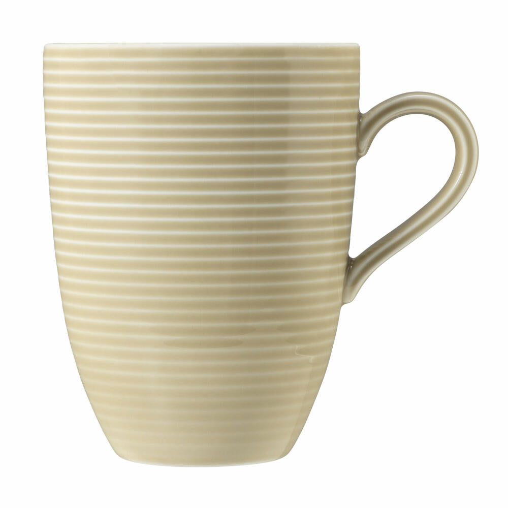 Seltmann Weiden Beat Sandbeige Mug with Handle, with Relief, Handle Mug, Coffee Mug, Cup, Porcelain, Beige, 350 ml, 001.753842