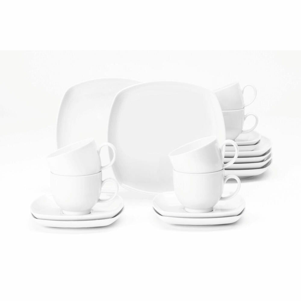 Seltmann Weiden Lido coffee service, 18-piece, square, coffee service, tableware set, tableware, porcelain, white, 001.765189