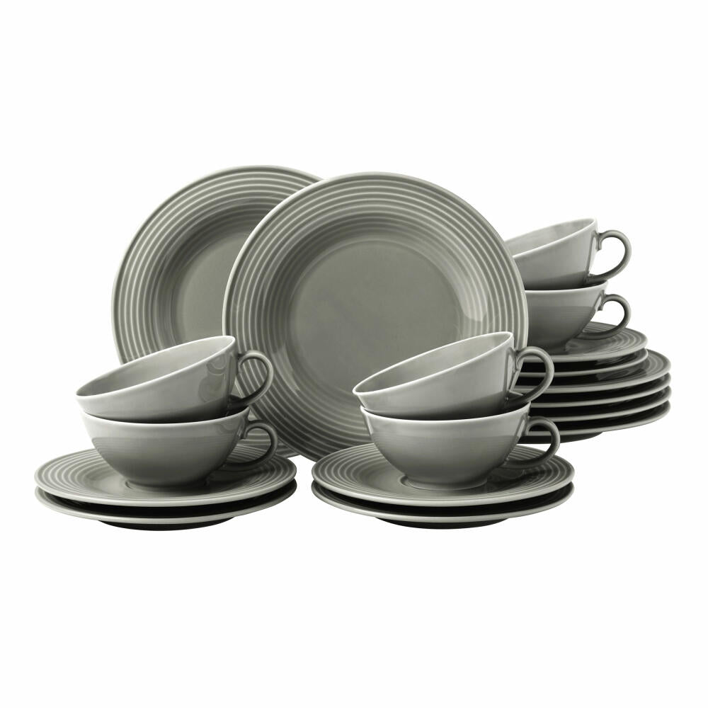 Seltmann Weiden Beat tea service small, 18 pcs., tea service, tableware set, tableware set, porcelain, pearl grey, 001.766286