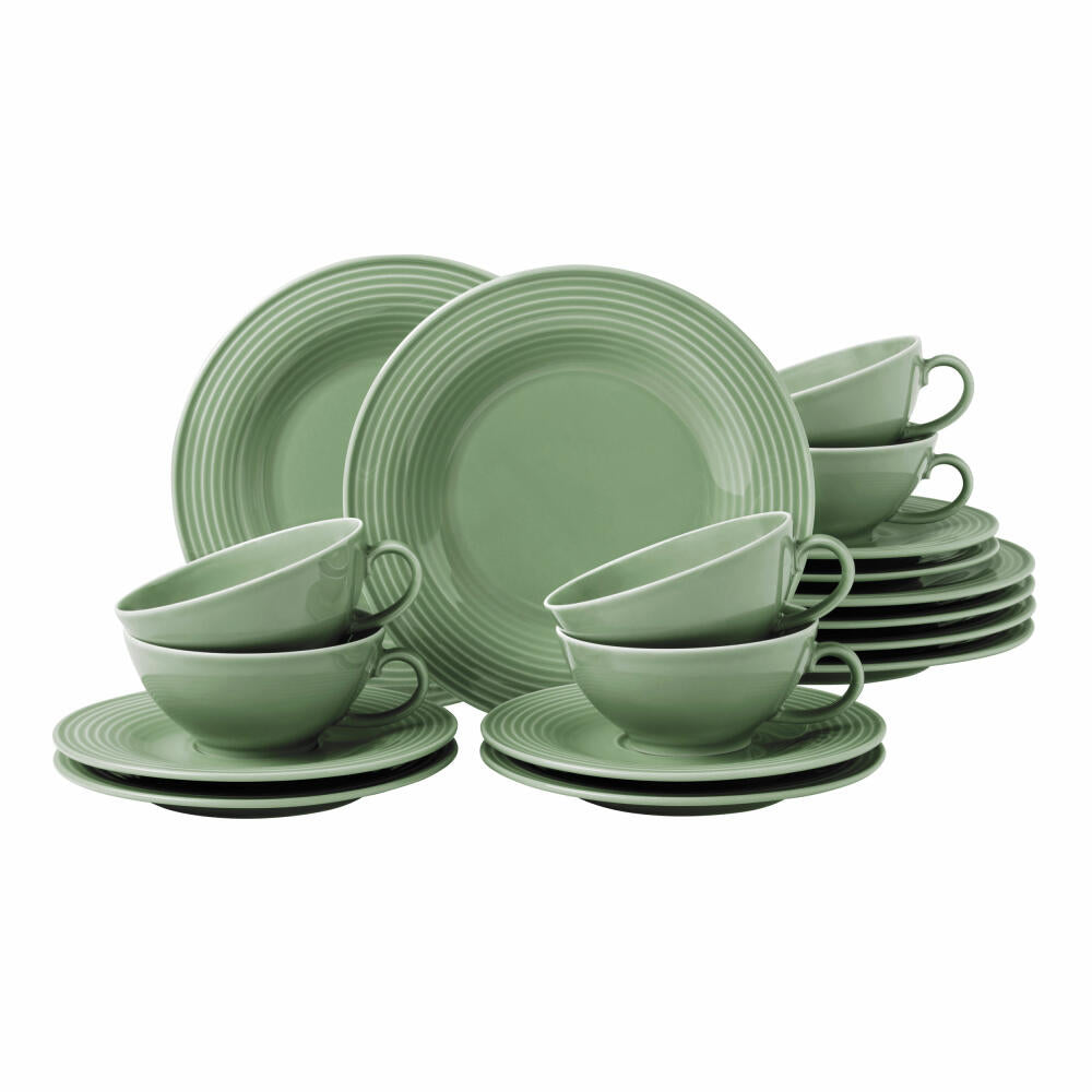 Seltmann Weiden Beat tea service small, 18 pcs., tea service, tableware set, tableware set, porcelain, sage green, 001.766287