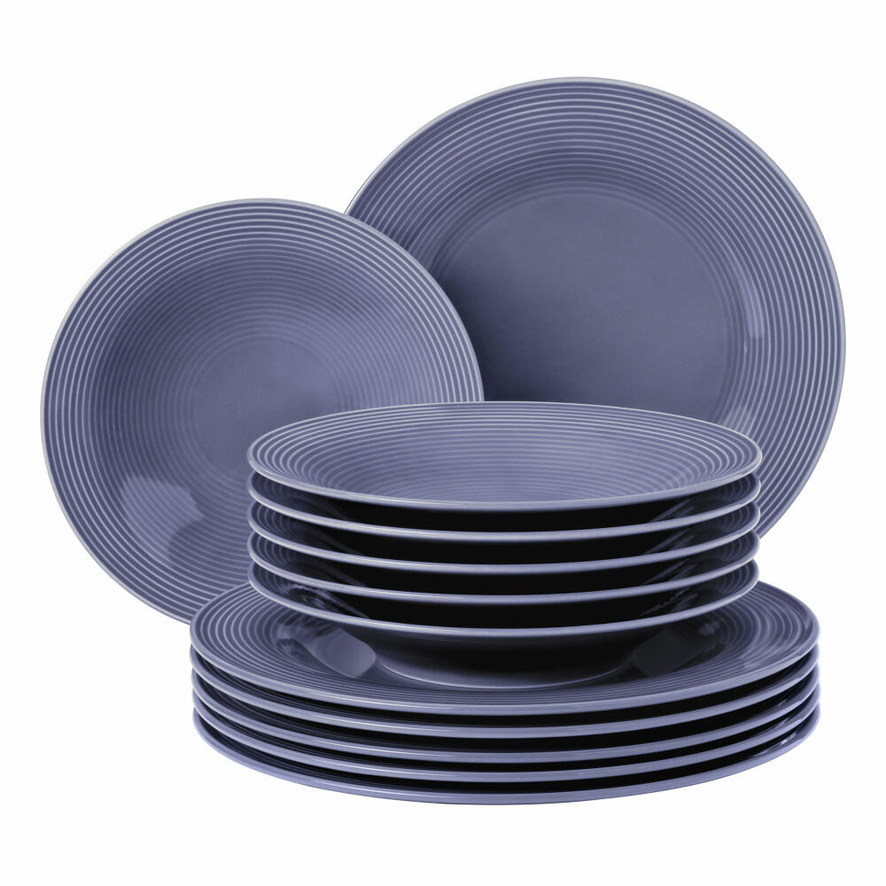 Seltmann Weiden Tafelservice 12-tlg. Beat Fliederblau, Geschirr-Set, Porzellan, 001.773736