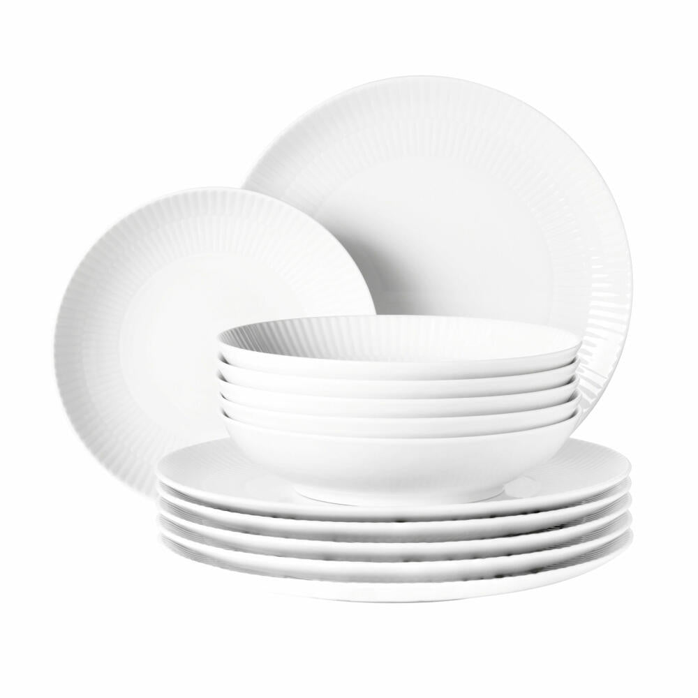 Seltmann Weiden Tafelservice 12-tlg. Amina, Geschirr-Set, Porzellan, Weiß, 001.774165