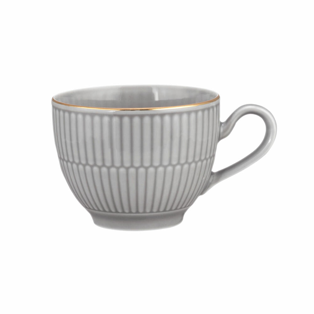 Seltmann Weiden Kaffeeobertasse Amina Silbergrau Goldrand, Kaffeetasse, Porzellan, Grau, 250 ml, 001.776120