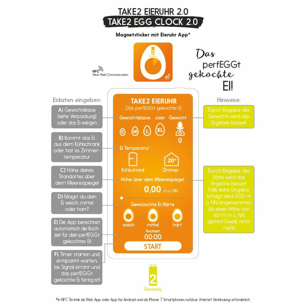 Take2 egg timer magnetic sticker with app, egg timer, egg cooker, timer, egg timer, magnet sticker, 20191