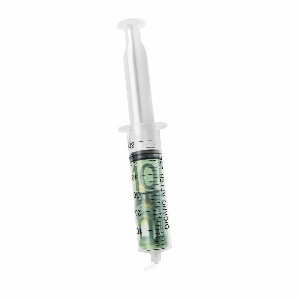Donkey Products financial injection, syringe with paper note, cash gift, money gift, 400257
