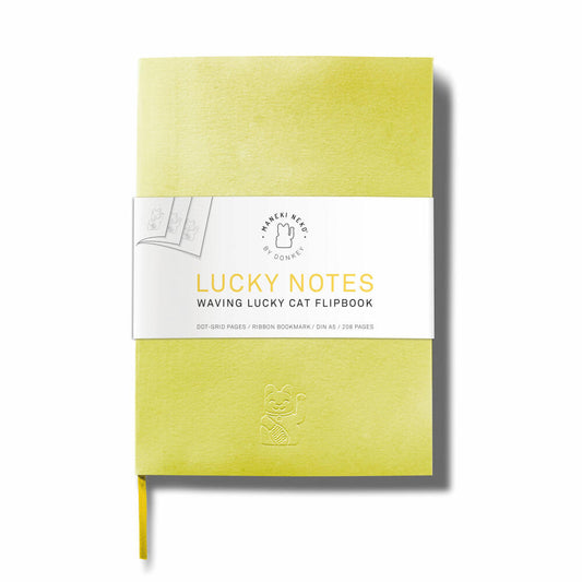 Donkey Products Maneki Neko Lucky Notes, Notizbuch, Daumenkino, Notiz Buch, Gelb, DIN A5, 400343