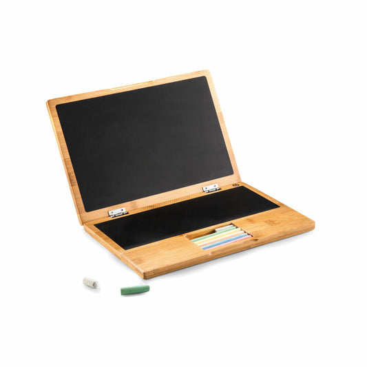 Donkey Products Maltafel I-Wood in Notebook-Form, Kreidetafel mit Kreide, Bambus, Metall, Braun, Schwarz, 28 x 19.5 cm, 900306