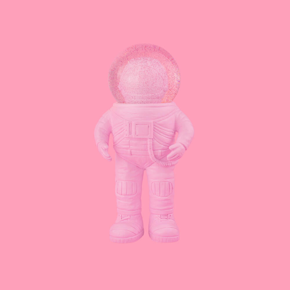 Donkey Products Summerglobe The Astronauts Medium, Glitzerkugel, Schneekugel, Glas / Polyresin, Pink, 18 cm, 360025