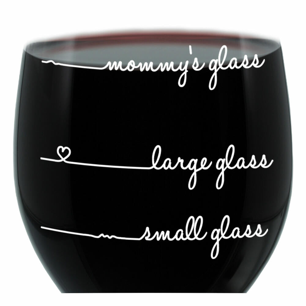Leonardo Weinglas XL, Mommys Glass Handwriting, Mum, Mama, Geschenk Stimmungsglas mit lustiger Gravur, Mood Wein Glas, 610ml