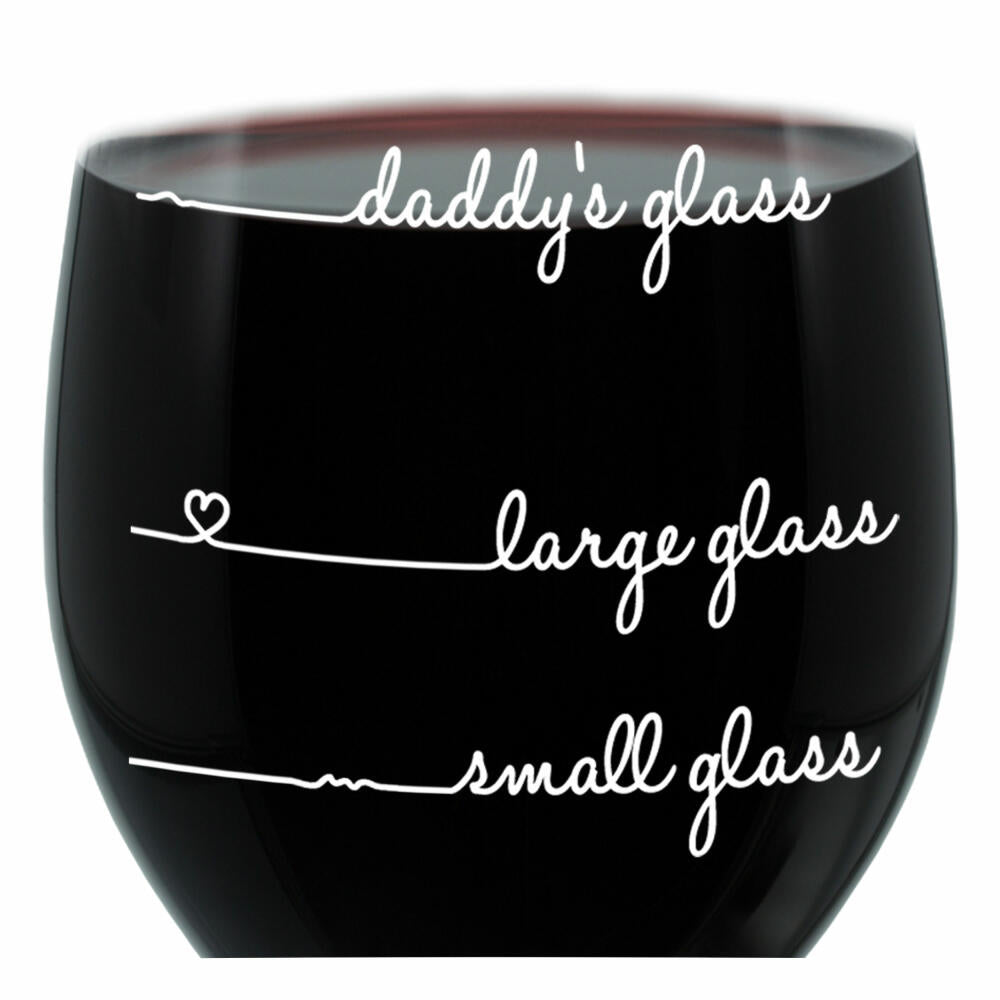 Leonardo Weinglas XL, Daddys Glass Handwriting, Geschenk Stimmungsglas mit lustiger Gravur, Mood Wein Glas, 610ml