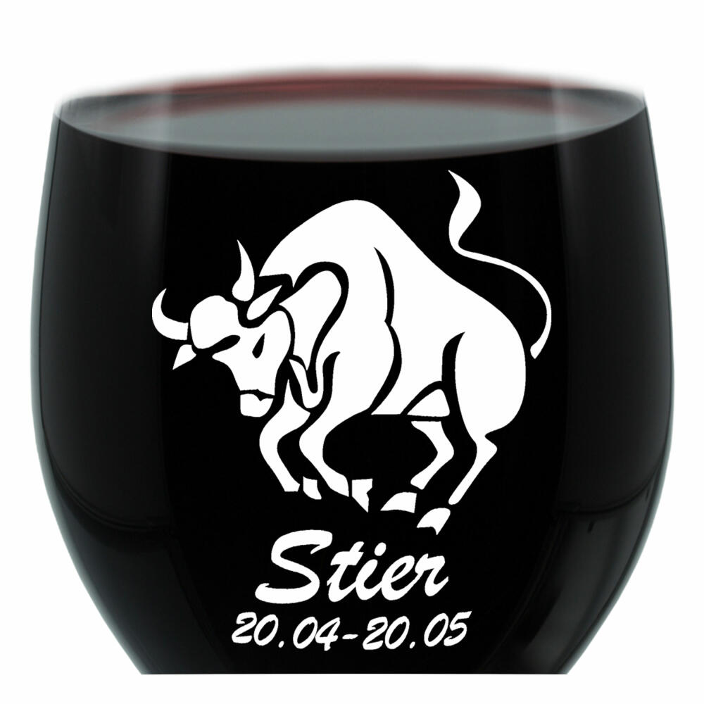 Leonardo Weinglas 400 ml, Motivglas, Sternzeichen Stier, Geschenk, Stimmungsglas mit Gravur, Moodglas, 22 cm