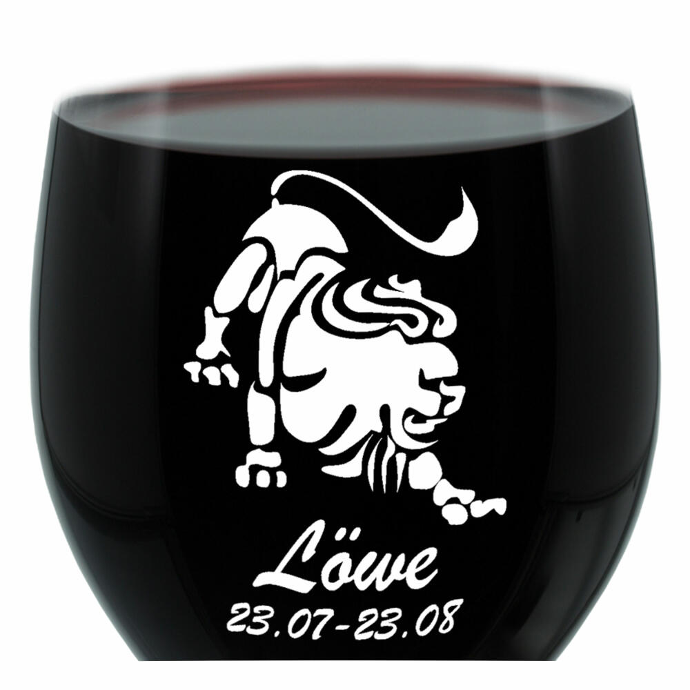 Leonardo Weinglas 400 ml, Motivglas, Sternzeichen Löwe, Geschenk, Stimmungsglas mit Gravur, Moodglas, 22 cm