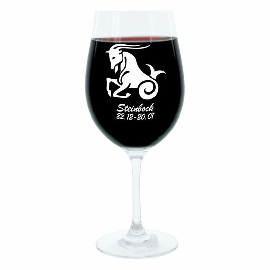Leonardo Weinglas 400 ml, Motivglas, Sternzeichen Steinbock, Geschenk, Stimmungsglas mit Gravur, Moodglas, 22 cm