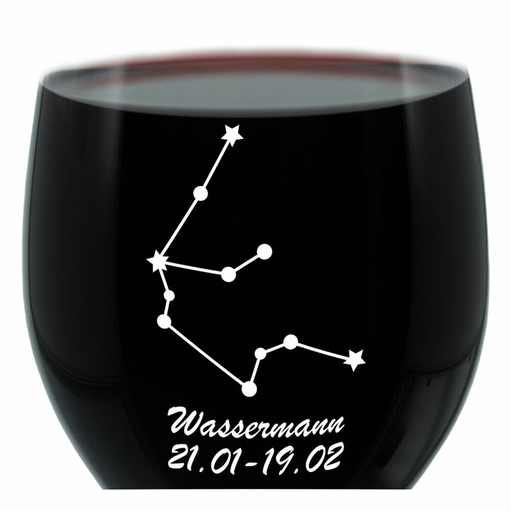 Leonardo Weinglas 400 ml, Motivglas, Sternbild Wassermann, Geschenk, Stimmungsglas mit Gravur, Moodglas, 22 cm