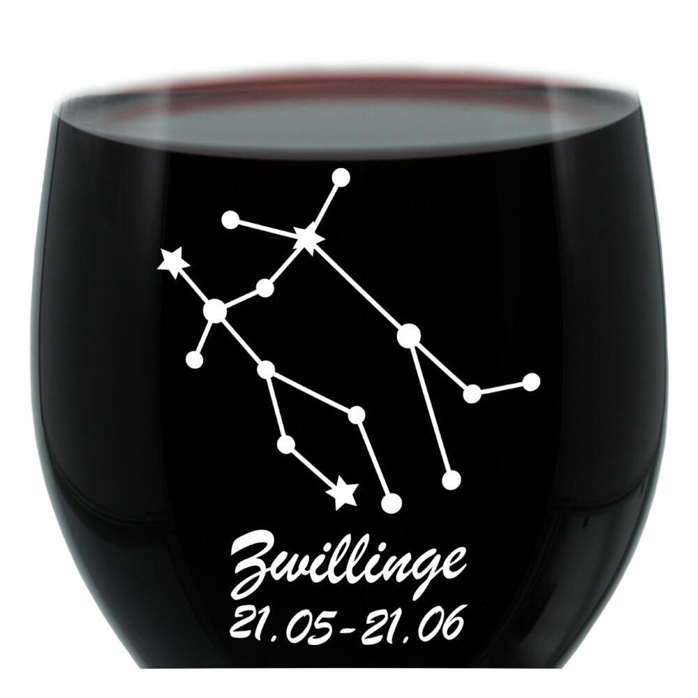 Leonardo wine glass 400 ml, motif glass, constellation Gemini, gift, mood glass with engraving, mood glass, 22 cm