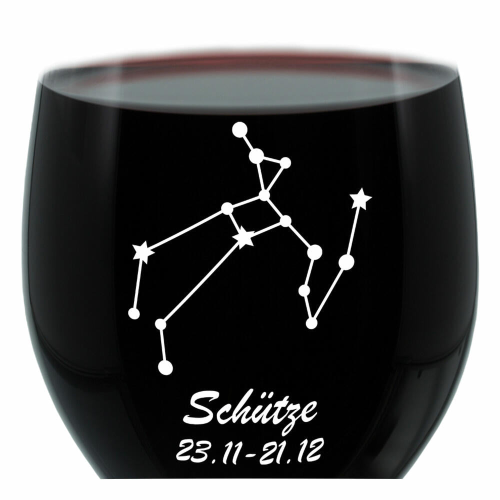 Leonardo Weinglas 400 ml, Motivglas, Sternbild Schütze, Geschenk, Stimmungsglas mit Gravur, Moodglas, 22 cm