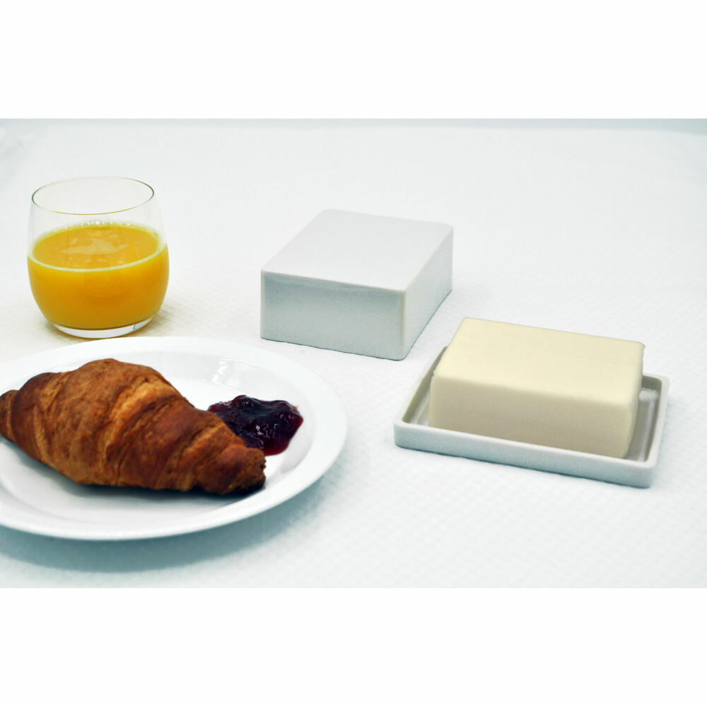 Authentics Cook & Eat Butter Dish L, Butter Dish for 250 g Butter, Porcelain, White, 20261