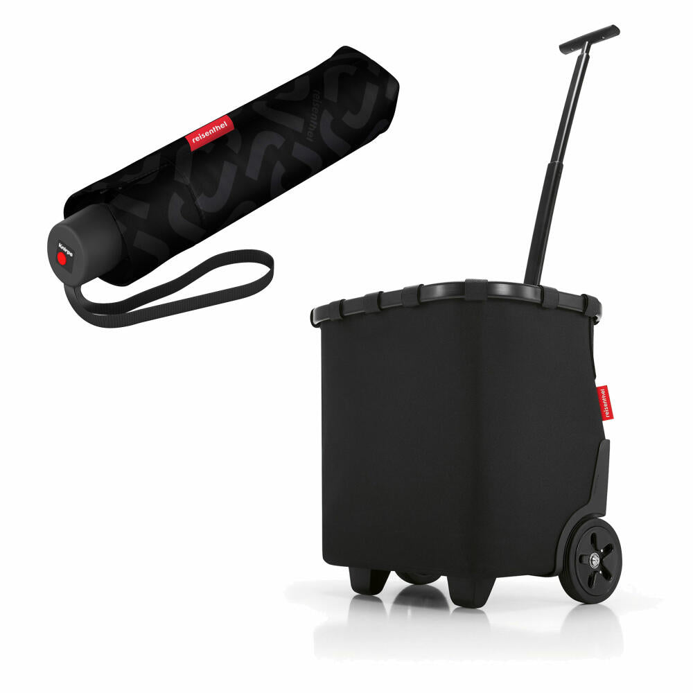 reisenthel carrycruiser with umbrella pocket classic set, shopping trolley, umbrella, frame black, 40 L, 2-piece.