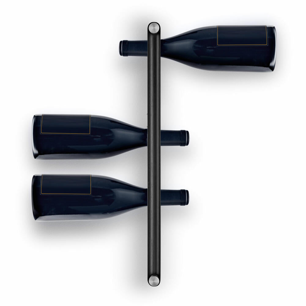 Eva Solo Wand-Weinregal, Weinregal, Weinaufbewahrung, Flaschenregal, Für 8 Flaschen, Eichenholz/ Edelstahl, Schwarz, 520419