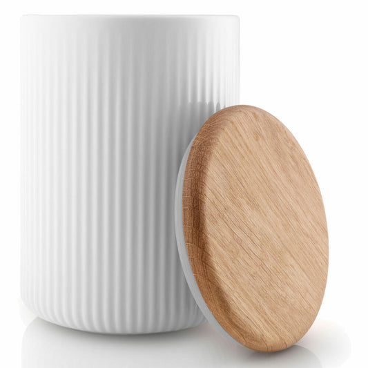 Eva Solo Legio Nova storage containers, tin, kitchen, cooking, porcelain/oak wood/silicone, white, 1 L, 887311