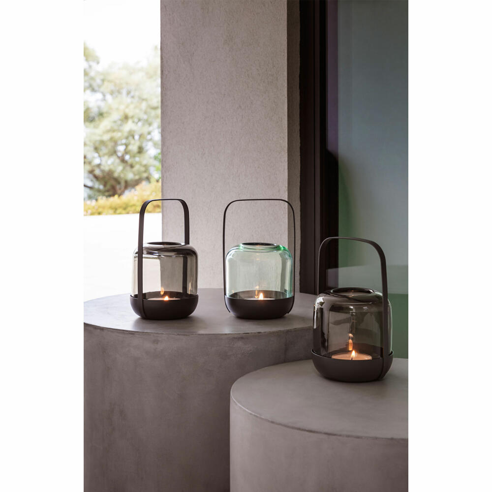 Eva Solo Acorn Windlicht Mint Green, Kerzenhalter, Kerzenständer, Mundgeblasenes Glas / Pulverbeschichteter Stahl, H 20 cm, 571394