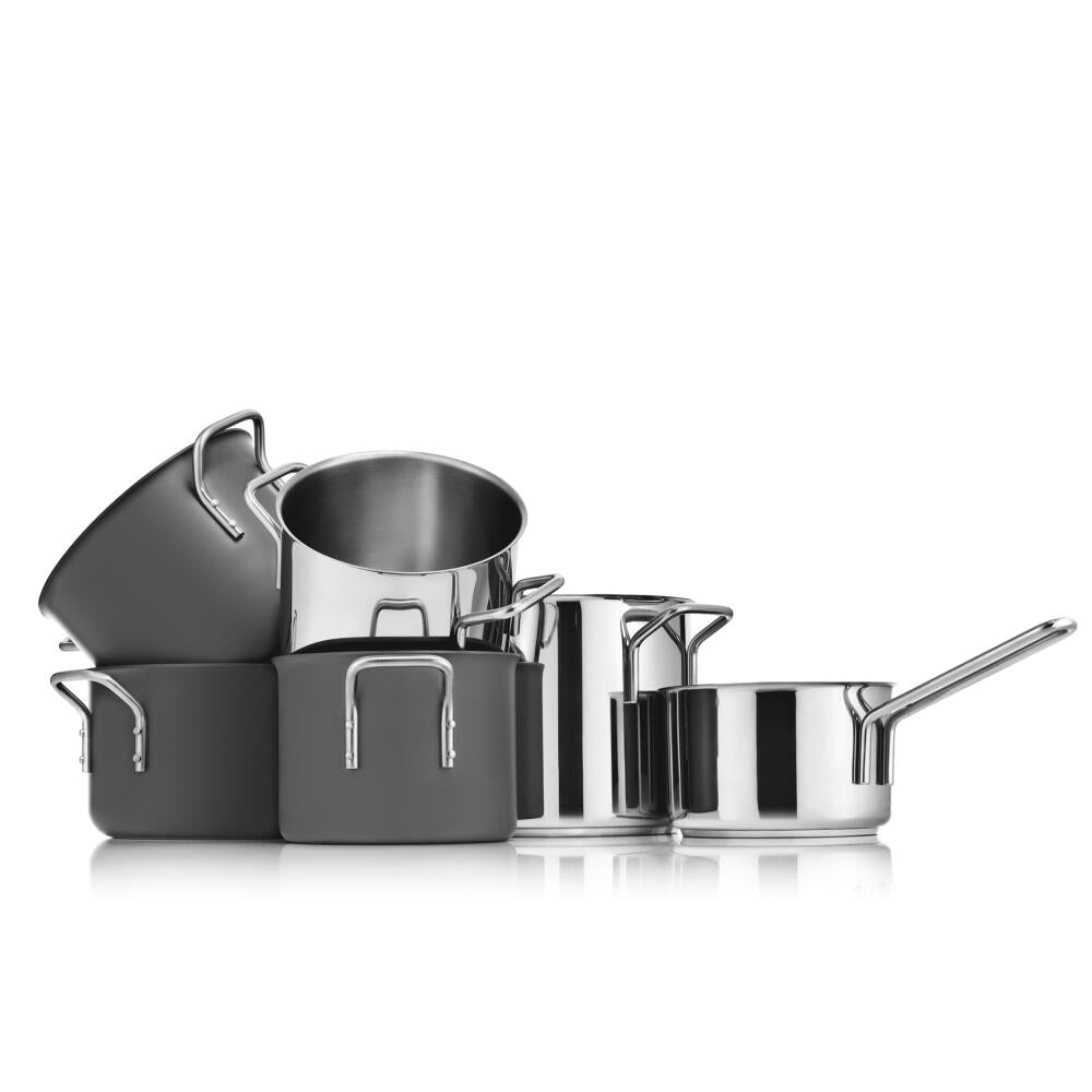 Eva Trio Stainless Steel Stielkasserolle, Kochtopf, Induktionsgeeignet, Aluminium, Edelstahl, Polished Steel, 1.3 L, 302413