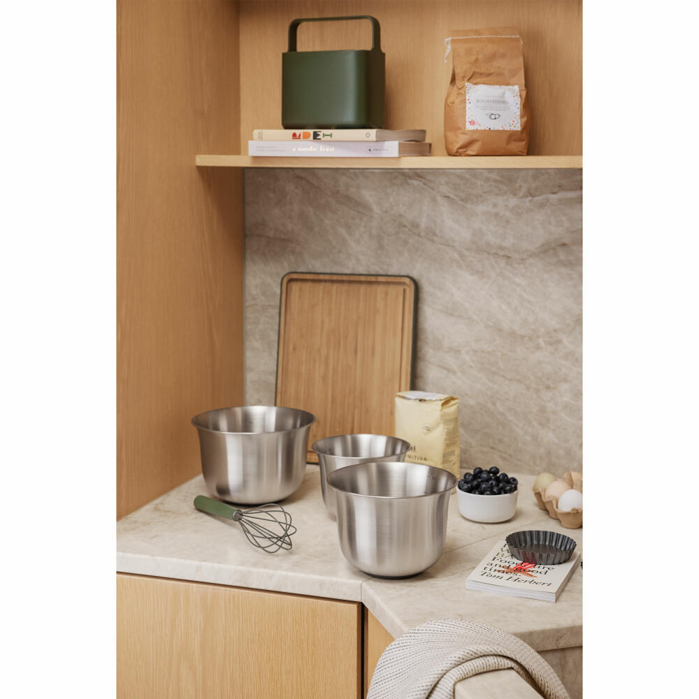 Eva Solo Rührschüssel-Set Green Tools 3-tlg., Rührschüsseln, Edelstahl, Silberfarben, 1.5 + 2.3 + 3.3 L, 301543