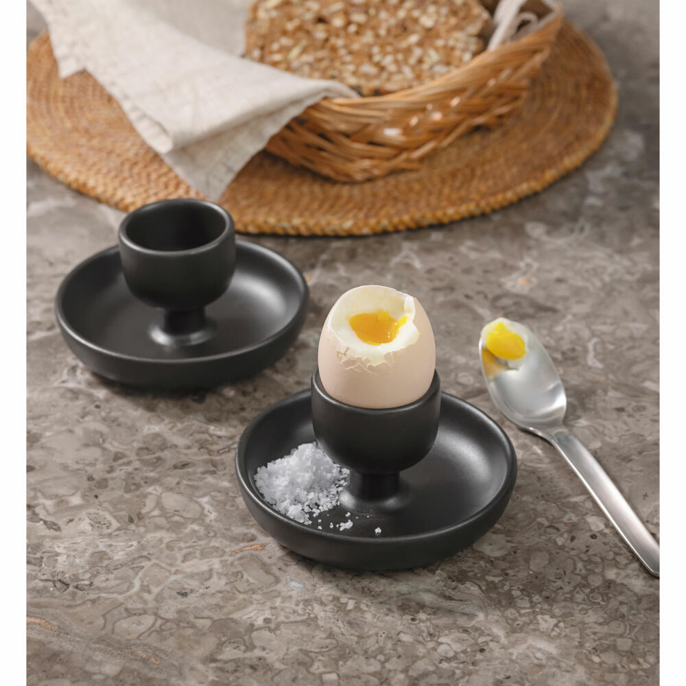 Eva Solo Eierbecher Nordic Kitchen 2er Set, Steinzeug, Schwarz, 11 cm, 512711