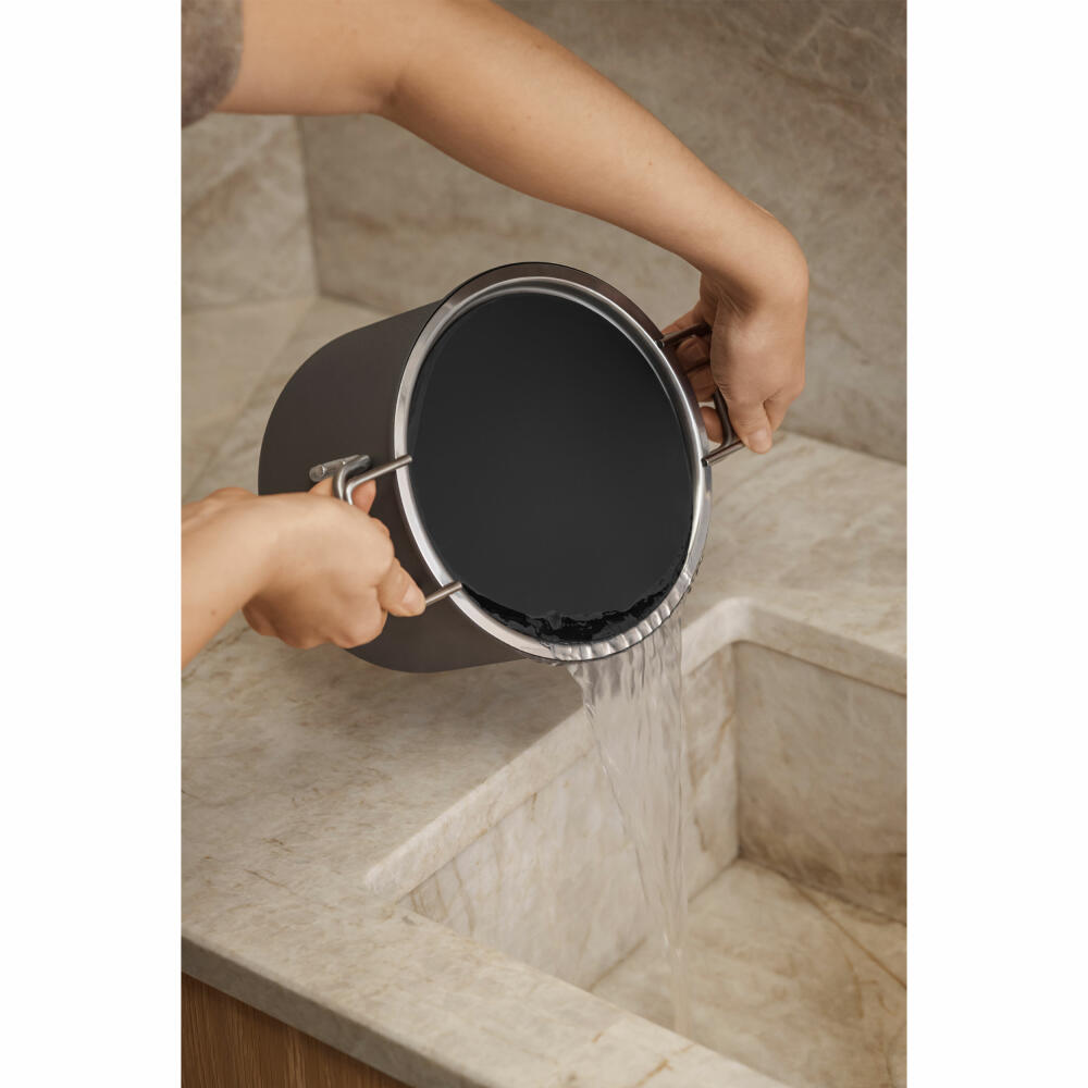 Eva Solo Abgießdeckel, Topfdeckel, Edelstahl, Schwarz, Silberfarben, 16 cm, 303016