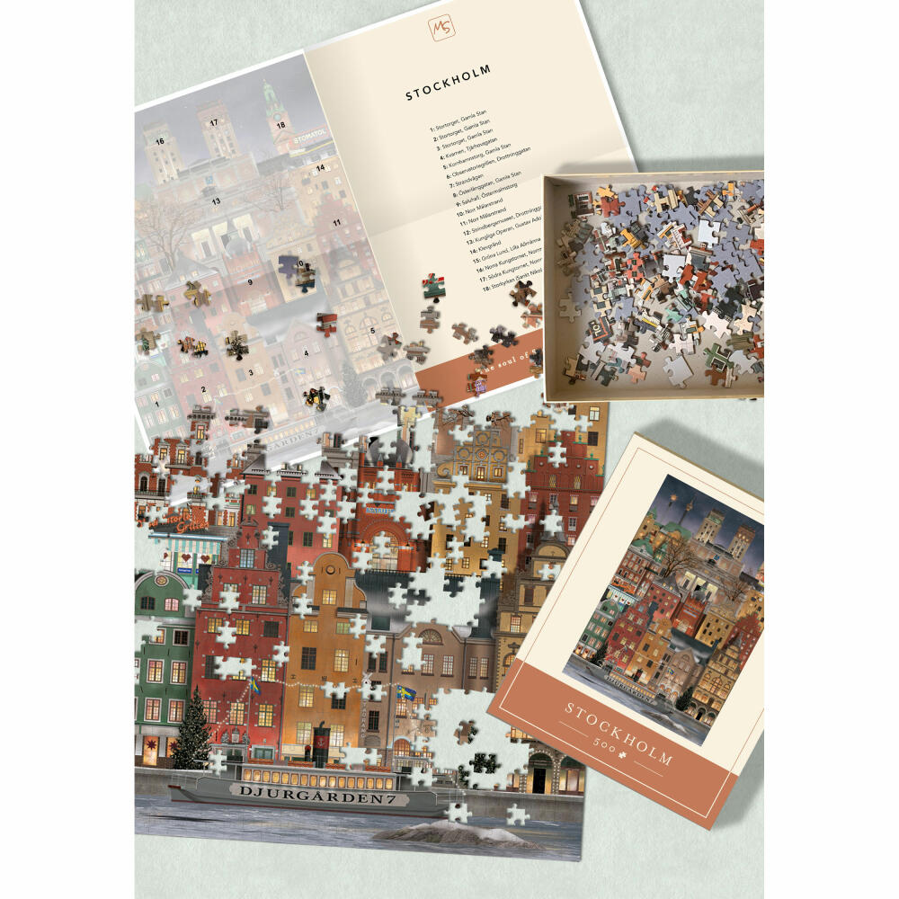 Martin Schwartz Puzzle Stockholm Christmas, city puzzle Sweden, 33 x 47 cm, 500 pieces, MS0617