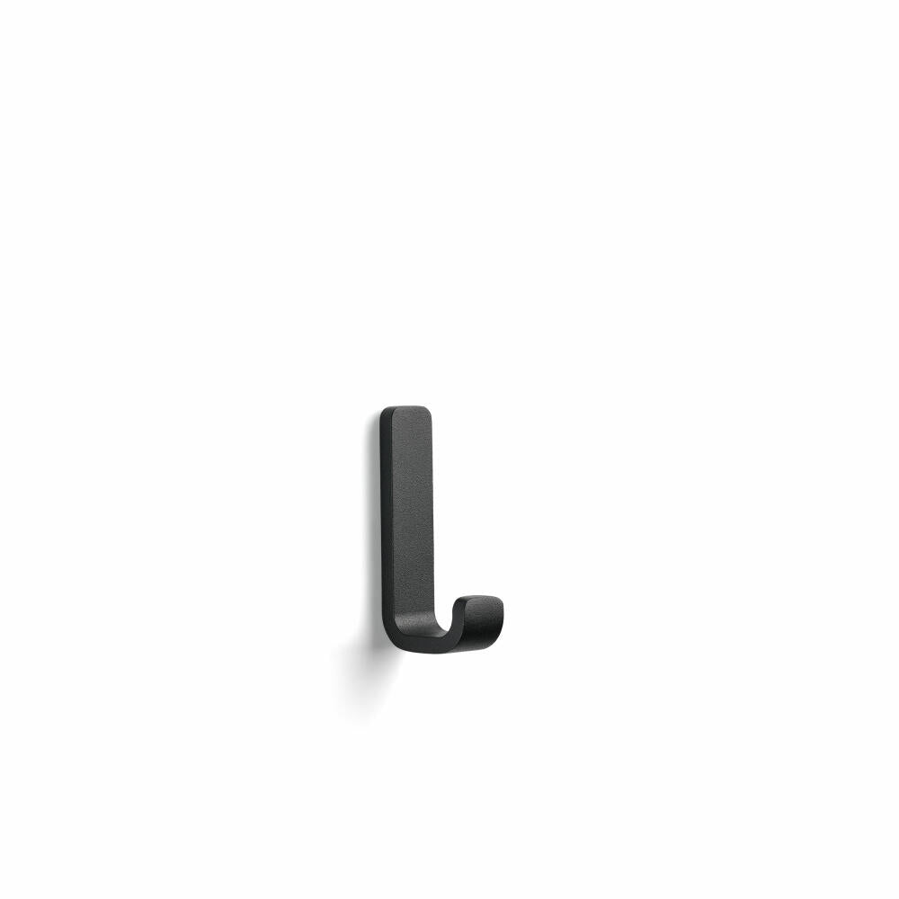 Zone Denmark Hook Rim, Wall Hook, Wall Coat Rack, Wall Hook, Aluminum, Black, 8.5 cm, 14653