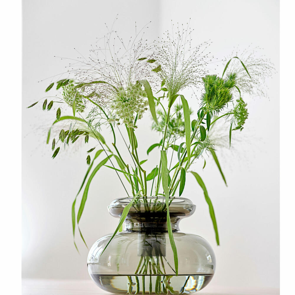 Zone Denmark Vase Inu, table vase, decorative vase, mouth-blown glass, smoked grey, H 33 cm, 25940