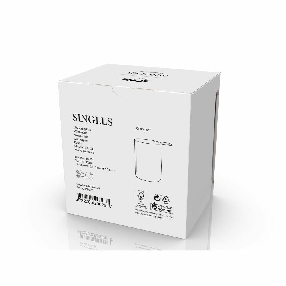 Zone Denmark Messbecher Singles, Edelstahl, Silberfarben, 500 ml, 29628