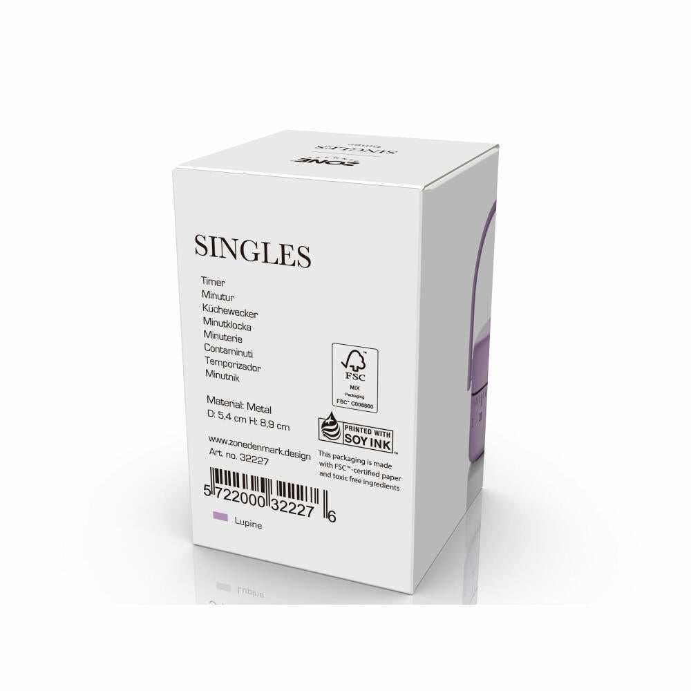 Zone Denmark Küchenwecker Singles Lupine, Küchenuhr, Timer, Stahl, Lila, 32227