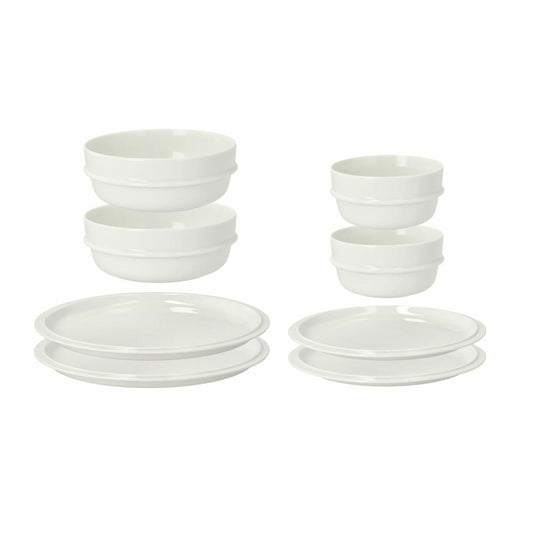 Zone Denmark Geschirr-Set Eau 8-tlg., Teller, Schalen, Porzellan, Weiß, 33085